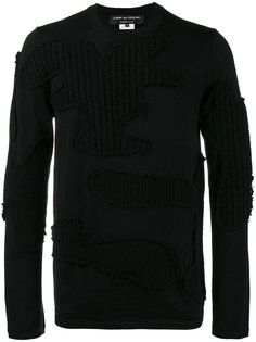 свитер в рубчик с камуфляжной аппликацией Comme Des Garçons Homme Plus