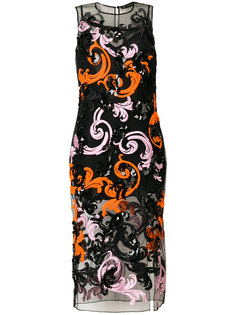 приталенное платье с украшением из пайеток Versace