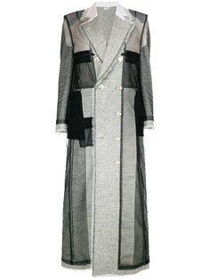 длинное пальто в стиле пэчворк  Thom Browne