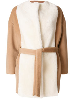 пальто с отделкой из овечьего меха и ремнем Ava Adore