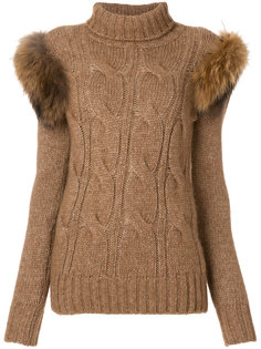 свитер с меховыми деталями Forte Couture