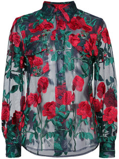 sheer rose embroidered blouse Adam Selman