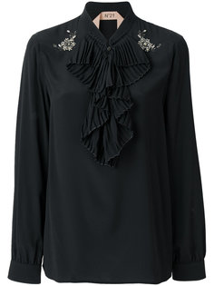 блузка с плиссированными рюшами спереди Nº21