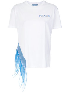 футболка с отделкой перьями Prada