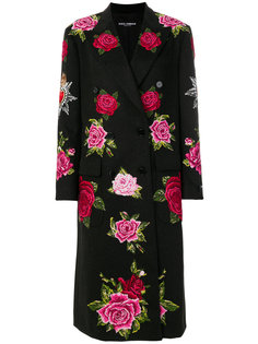 двубортное пальто с цветочной вышивкой  Dolce & Gabbana