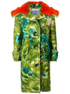 пальто с цветочным принтом  Prada