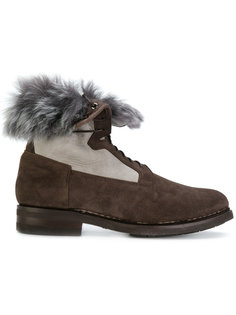 сапоги по щиколотку с меховой отделкой Santoni