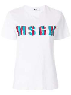 футболка с логотипом и пайетками  MSGM
