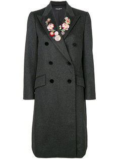 пальто с цветочным узором на лацканах  Dolce & Gabbana