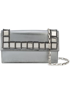 clutch bag with square appliqué details Tomasini