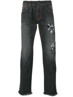 джинсы с цветочной вышивкой Ermanno Ermanno