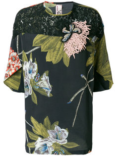 блузка с цветочным принтом, вышивкой и кружевом Antonio Marras