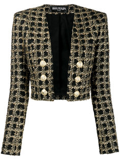 укороченный твидовый пиджак  Balmain