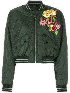 куртка-бомбер с цветончой аппликацией  Dolce & Gabbana