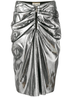 мини-юбка металлик со сборкой  Saint Laurent