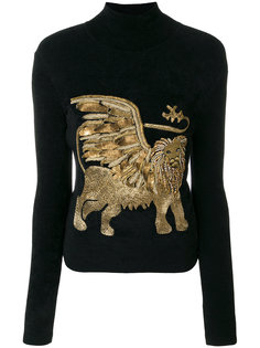 свитер с принтом льва  Alberta Ferretti