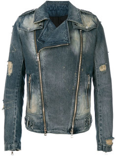 джинсовая куртка в байкерском стиле Balmain