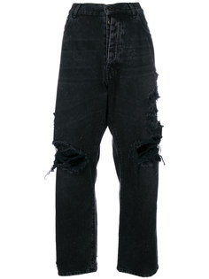 широкие джинсы с рваными деталями Unravel Project
