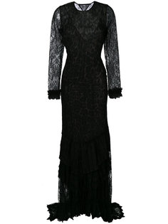 длинное кружевное платье с открытой спиной Roberto Cavalli