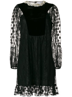 бархатное платье мини с кружевом  Blugirl