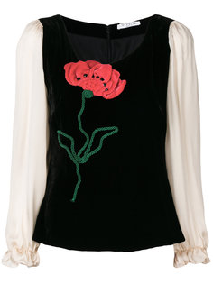 бархатный топ с цветочной аппликацией Vivetta
