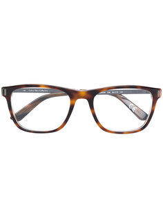 square tortoise shell eyeglasses Calvin Klein