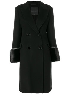 двубортное пальто с меховыми манжетами Ermanno Scervino