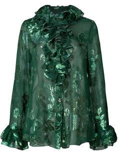 рубашка с рюшами и цветочным принтом  Anna Sui