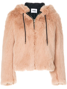 пальто из искусственного меха с капюшоном MSGM