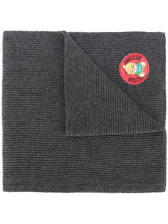 шарф в рубчик с логотипом Moschino