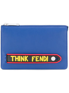 клатч с логотипом и ручкой Fendi