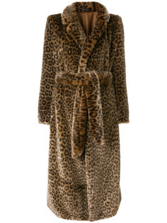 пальто с леопардовым узором и поясом Tagliatore