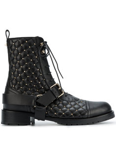 стеганые ботинки Rockstud на шнуровке Valentino