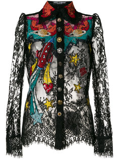кружевная рубашка с нашивками Dolce & Gabbana