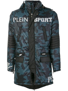 стеганое пальто с камуфляжным принтом Plein Sport