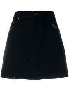 джинсовая юбка мини с вышивкой Saint Laurent