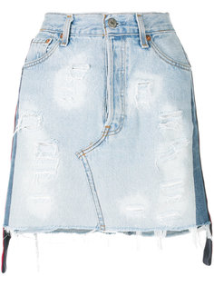 состаренная джинсовая мини-юбка Forte Couture