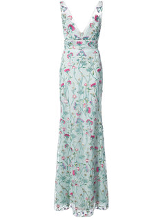 длинное платье с цветочным принтом Marchesa Notte