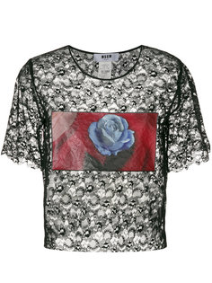 кружевной топ с цветочным фотопринтом  MSGM