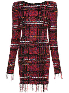 платье в клетку с бахромой Balmain