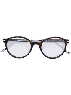 очки в круглой оправе с эффектом черепашьего панциря Tom Ford Eyewear