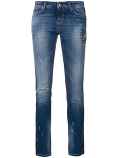 укороченные джинсы скинни с вышивкой и эффектом потертости Cambio