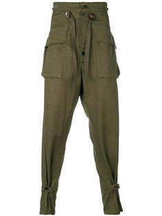 брюки с заниженной проймой в стиле милитари Takahiromiyashita The Soloist