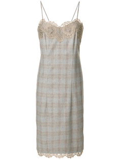 клетчатое платье с кружевной оторочкой Blumarine