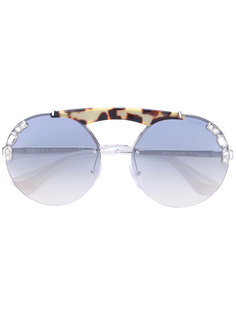 массивные круглые солнцезащитные очки Prada Eyewear