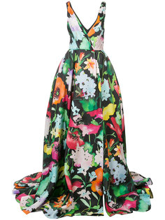 длинное платье  с цветочным принтом Monique Lhuillier