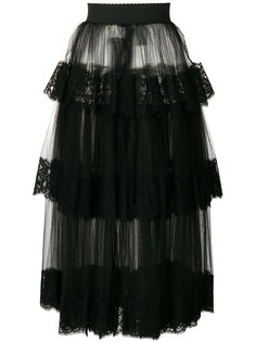 многоярусная юбка из тюля с кружевной отделкой Dolce & Gabbana