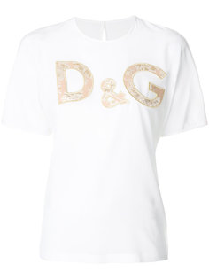 футболка с парчовым логотипом с цветочным узором Dolce & Gabbana