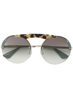 леопардовые солнцезащитные очки в круглой оправе Prada Eyewear