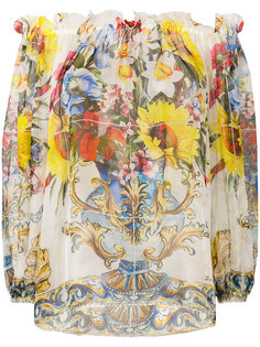 блузка с узором и открытыми плечами Dolce & Gabbana